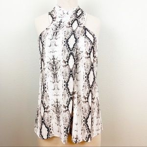 Milan Kiss Snakeskin Sleeveless Top High Neck Sz L